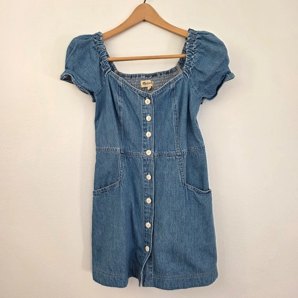 Madewell Denim Puff-Sleeve Mini Dress - Picture 5 of 9